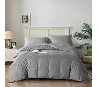 Good Nite Duvet Cover Bedding Quilt Cover Sets with Pillowcases Soft Microfiber Bed Cover Set (Light Gray, Single 135x200cm)