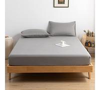 Good Nite Single Fitted Sheet Bed Sheets 25CM Extra Deep Pocket Soft and Breathable Fitted Bedding Sheets (Gray, Single)