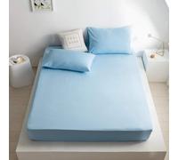 Good Nite Single Fitted Sheet Bed Sheets 25CM Extra Deep Pocket Soft and Breathable Fitted Bedding Sheets (Blue, Single)