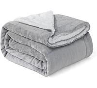 Good Nite Throw Blanket 130x150cm Fleece Flannel Sherpa Soft Blankets Fluffy Reversible Microfiber for Bed Couch Sofa and Travel (Grey,Single)