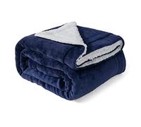 Good Nite Throw Blanket 230x270cm Fleece Flannel Sherpa Soft Blankets Fluffy Reversible Microfiber for Bed Couch Sofa and Travel (Navy,Super King)