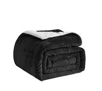 Good Nite Throw Blanket Sofa Throw 150x200cm Fleece Fluffy Blanket Sherpa Blankets For Sofas Bedspread Travel Blanket Soft, Machine Washable (Double,Black)