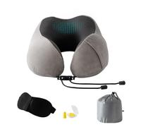 Good Nite Travel Pillow for Airplane Memory Foam Neck Pillow for Travel Adults Plane Flight Soft Pillows for Camping/Car Grey