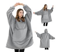 Good Nite Wearable Blanket Oversized Hoodie Blanket for Women & Men Sherpa Snuggle Blankets for Adults Fluffy Warm Hooded Throw with Pockets Grey (Grey, 80x85cm)