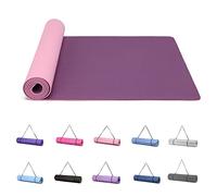 Good Nite Yoga Mat Exercise Mats Workout Pilates Fitness Mat for Women Men Non-Slip Thick 6mm High Density Gymnastics Mats with Carry Strap Tpe 183 x 61 x 0.6cm(Purple/Pink)
