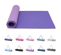Good Nite Yoga Mat Exercise Mats Workout Pilates Fitness Mat for Women Men Non-Slip Thick 6mm High Density Gymnastics Mats with Carry Strap Tpe 183 x 61 x 0.6cm (Dark Purple/Light Purple)