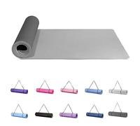 Good Nite Yoga Mat Exercise Mats Workout Pilates Fitness Mat for Women Men Non-Slip Thick 10mm High Density Gymnastics Mats with Carry Strap Tpe 183 x 61 x 0.6cm (Black/Grey)