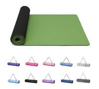 Good Nite Yoga Mat Exercise Mats Workout Pilates Fitness Mat for Women Men Non-Slip Thick 6mm High Density Gymnastics Mats with Carry Strap Tpe 183 x 61 x 0.6cm (Green/Black)