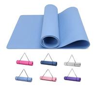 Good Nite Yoga Mat TPE Non-Slip Exercise Fitness Pilates Gymnastics Training Sport Mat Turn Mats Floor Gym with Carry Strap 183 x 61 x 0.6 cm (Sky Blue)