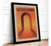 Good Omen Gateway Retro Framed Wall Art Print A4 (29.7×21cm) Black, Wall Decor for Living Room, Bedroom, Office & Home, Ready to Hang, Art Gift