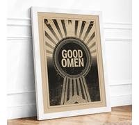 Good Omen Sunburst Vintage Framed Wall Art Print A2 (59.4×42cm) White, Wall Decor for Living Room, Bedroom, Office & Home, Ready to Hang, Art Gift
