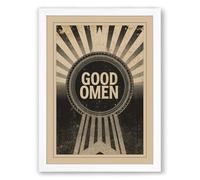 Good Omen Sunburst Vintage Framed Wall Art Print A3 (42×29.7cm) White, Wall Decor for Living Room, Bedroom, Office & Home, Ready to Hang, Art Gift