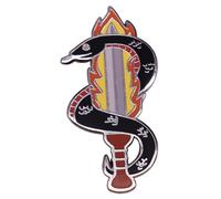 Good Omens Aziraphale Crowley Flaming Sword Snake Serpent Garden of Eden Adam Eve Angel Demon Ineffable TV Show 1.25" Enamel Pin Badge, 1.25 inches, Enamel, enamel