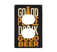 Good People Drink Good Beer Light Switch Cover Plate/Outlet Covers, Rustic Black and Orange Design for Wall Decor, Thermoplastic Wall Plates, Standard Size Single Duplex Outlet