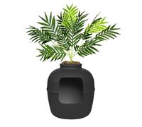 Good Pet Stuff Hidden Litter Box Planter, Original Round Indoor Design, Decorative Cat Litter Enclosure with Carbon Filter, Improved Design, Base Kit, Palm Plant, Matte Black
