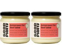 GOOD PHATS British Beef Tallow - From 100% Rendered Beef Fat - Medium-High Smoke Point for Searing, Roasting & Cooking - Rich, Umami Flavour (275g) (Pack of 2)