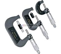 Good Quality 3 Pc External Adjustable Metric Micrometer Carbide Anvils Tool Set 0-75Mm In Wood Case