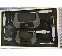 Good Quality 4 Pc External Adjustable Metric Micrometer Carbide Anvils Tool Set 0-100Mm in Wood Case