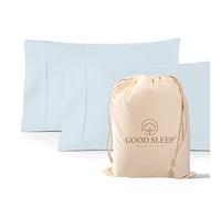 Good Sleep Bedding 1000 TC Egyptian Cotton Pillow Cases 2 Pack, Sateen Weave Standard Hotel Pillows Cases, Soft Light Blue Pillowcases 2 Pack, Snug Fit Pillow Case
