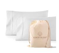 Good Sleep Bedding 1000 Thread Count 100% Egyptian Pillow Cases, Long-Staple 100% Cotton, Sateen Weave 2 Piece Queen/Standard White