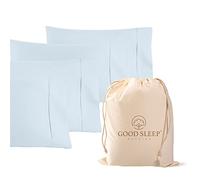 Good Sleep Bedding 1000 Thread Count 100% Egyptian Pillow Cases, Long-Staple 100% Cotton, Soft & Silky Sateen Weave 4 Piece King Light Blue