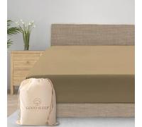 Good Sleep Bedding 2 Pack Fitted Sheets, 100% Egyptian Cotton Fitted Sheet Super King Size, 41cm Deep Pocket Sheets, Sateen Weave Super King Fitted Sheet, Luxury Pack of 2 Fitted Sheets, Taupe