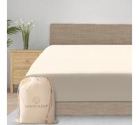 Good Sleep Bedding 800 Thread Count Queen Fitted Sheet with Elastic All Around 100% Egyptian Cotton Sateen Weave, Upto 18 inches Ivory