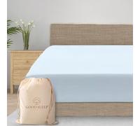 Good Sleep Bedding King Fitted Sheet, Soft & Breathable Cotton Fitted Bed Sheets King Size, Luxury Hotel Style 41 cm Deep Fitted Sheets King Bed, Sateen Weave King Bed Sheet - Light Blue
