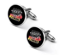 Good Things Are Coming Round Cufflinks for Men Classic Cuff Links Jewellery for Wedding Business Party
