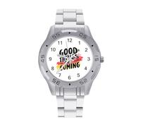 Good Things are Coming Watches Men Silver Quartz Dress Wrist Watch