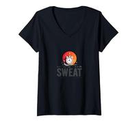 Good Things Come to Those Who Sweat Workout Motivation V-Neck T-Shirt, Women, Black, L