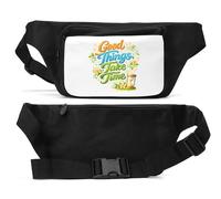 Good Things Take Time Quote Unisex Waist Bag Black