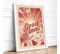 Good Times Sunburst Retro Framed Wall Art Print A2 (59.4×42cm) White, Wall Decor for Living Room, Bedroom, Office & Home, Ready to Hang, Art Gift