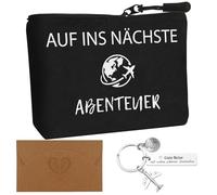 Good travel gift for travellers, farewell gift, cosmetic bag with key ring + kraft paper envelope, make-up bag, gifts for girlfriend and colleague, travel make-up bag