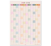 Good Tuesday - 2025-2026 Academic Wall Planner - Portrait Layout, Pastel Colours - Week Numbers & Moon Phases - Non-Toxic Vegetable Ink, 100% Recycled Matte Paper, UK Made