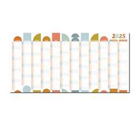 Good Tuesday - 2025 Year Wall Planner, Geometric Geometric Seascape, Landscape - Compact & Colourful Slim Wall Planner - Non-Toxic Vegetable Ink, 150 Gsm Bleed Proof Paper - UK Made