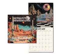 Good Tuesday - 2027 Retro Future Spacescapes Wall Calendar, Large Month to View Space Calendar, Sunday Start, with Holidays, Week Numbers and Moon Phases, Recycled Paper, Made in the UK