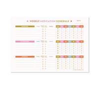 Good Tuesday - A4 Weekly Medication Schedule, 52 Tear-Away Pages, Designed for Tracking Daily Medications and Vitamins, Joy Design - Printed on 100% Recycled Paper, Designed & Made in the UK