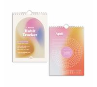 Good Tuesday - A5 Ring-Bound Daily Habit Tracker - 12 Month Goal Planner with Motivational Quotes, Gradient Colour - 100% Recycled Paper - Designed & Made in the UK