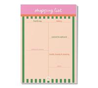 Good Tuesday, A5 Shopping List Pad - Cabana Stripe Design, 50 Tear-away Pages - Grocery Planning - Organised 6 Sections, Quicker Shopping - 100% Recycled & Recyclable Paper - UK Made
