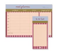 Good Tuesday - Berry Stripe Meal Planner and To Do List Pad Set, A4 29.7 x 21 cm Meal Planner and Slim 21 x 9.9 cm To Do List, 100gsm Recycled Paper, Recyclable, Made in the UK