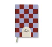 Good Tuesday - Blue Berry Check 2027 Diary, Hardback with a Week To View Planner, Monthly Planning Pages and Notes, Designed & Made in the UK, Blue & Red, A5