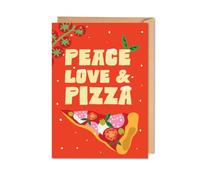 Good Tuesday Christmas Card | Peace, Love & Pizza | A6 | Blank Inside | Kraft Envelope | 350gsm Paper | Recycled Materials | UK Made