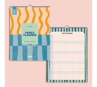 Good Tuesday - Coastal Stripe 2027 Family Planner, 5 Column Wall Calendar, Printed with UK & US Holidays, Week Numbers and Moon Phases, Designed & Made in the UK, Coastal Blue, A3