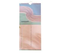 Good Tuesday - Perpetual Birthday Calendar, Tidal Waves Design, Never Forget Birthdays & Special Dates, Bleed-proof Paper, Made in the UK, 29.7 x 13.8 cms