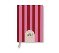 Good Tuesday - Pink & Red Stripe 2027 Diary, Hardback with a Week To View Planner, Monthly Planning Pages and Notes, Designed & Made in the UK, Pink & Red, A5