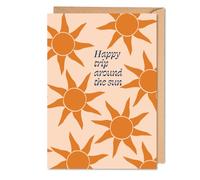 Good Tuesday, Sunbeam Birthday Card, Boho Birthday Greetings Card, Another Trip Around the Sun, Yellow & Orange, A6