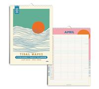 Good Tuesday - Tidal Waves - A3 5-Column Family Wall Planner - 100% Recycled Paper, UK Made