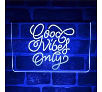 Good Vibes Bar LED Neon Light Sign - Multicolour Hanging Wall Decor for Home Bar, Lounge, Games Room Bedroom or Party - USB Powered (Blue)