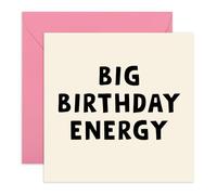 Good Vibes Birthday Card - 'Big Birthday Energy' - Fun Greeting Card for Him, Her, Friends, BFF, Bestie, Sister, Colleagues, Family - Celebrating in Style - Comes with Fun Stickers